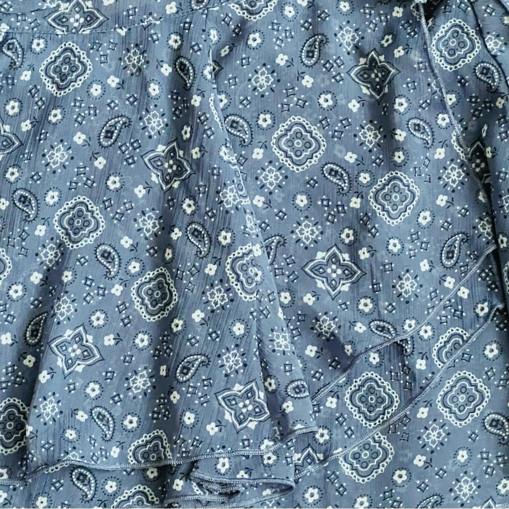 NWT Aerie Micro Mini Wrap Skirt SZ XS Blue Paisley Coquette Cowgirl Western Y2K - Picture 6 of 9